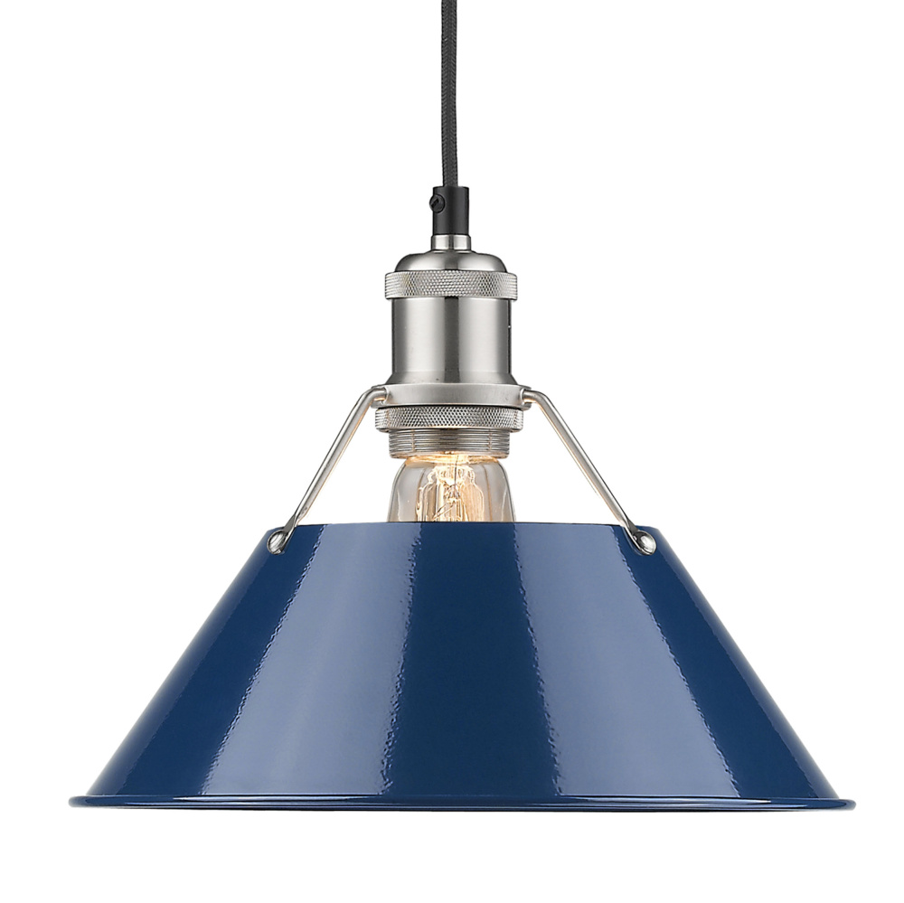Yep by Golden Lighting Orwell 1-light 10in Pendant in Pewter and Navy Blue shade